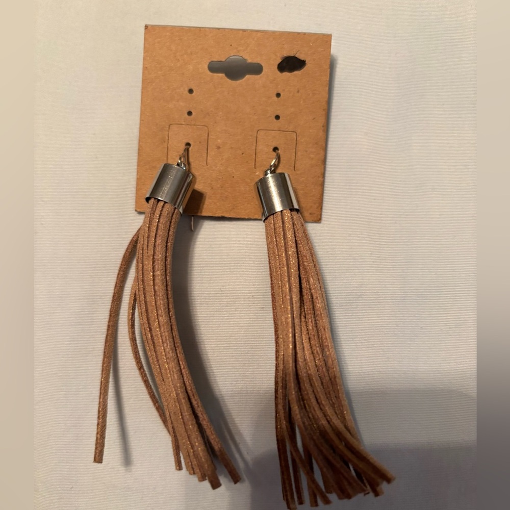 Brand new tan tassel earrings